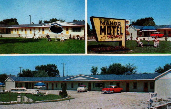 Manor Motel - Old Postcard